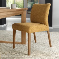 Delta Rustic Oak Upholstered Chair - Mustard Fabric (Pair)