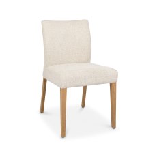 Delta Rustic Oak Upholstered Chair - Oatmeal Fabric (Pair)