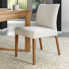 Delta Rustic Oak Upholstered Chair - Oatmeal Fabric (Pair)