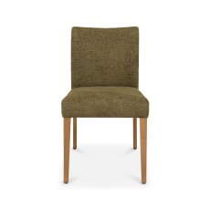 Delta Rustic Oak Upholstered Chair - Green Fabric (Pair)