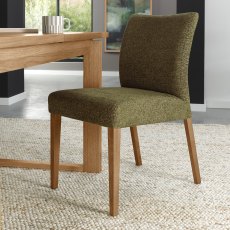 Delta Rustic Oak Upholstered Chair - Green Fabric (Pair)