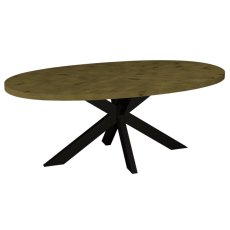 Ellipse Rustic Oak Small 6 Seater Dining Table with Metal Legs