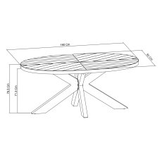 Ellipse Rustic Oak Small 6 Seater Dining Table with Metal Legs