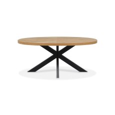 Ellipse Rustic Oak Small 6 Seater Dining Table with Metal Legs