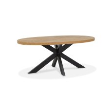 Ellipse Rustic Oak Small 6 Seater Dining Table with Metal Legs