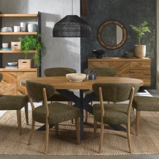 Ellipse Rustic Oak Small 6 Seater Dining Table with Metal Legs