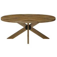 Ellipse Rustic Oak Small 6 Seater Dining Table with Wooden Legs