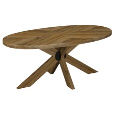 Ellipse Rustic Oak Small 6 Seater Dining Table with Wooden Legs