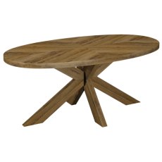 Ellipse Rustic Oak Small 6 Seater Dining Table with Wooden Legs