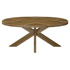 Ellipse Rustic Oak Small 6 Seater Dining Table with Wooden Legs