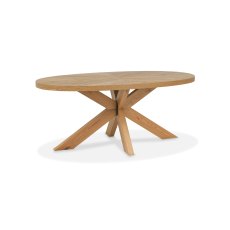 Ellipse Rustic Oak Small 6 Seater Dining Table with Wooden Legs