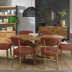 Ellipse Rustic Oak Small 6 Seater Dining Table with Wooden Legs