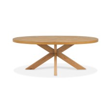 Ellipse Rustic Oak 6 Seater Dining Table with Wooden Legs