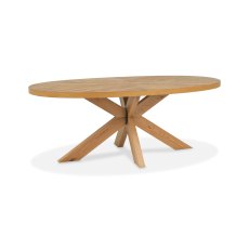 Ellipse Rustic Oak 6 Seater Dining Table with Wooden Legs