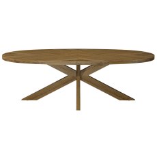 Ellipse Rustic Oak 8 Seater Dining Table with Wooden Legs