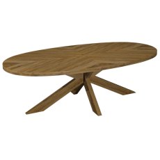 Ellipse Rustic Oak 8 Seater Dining Table with Wooden Legs