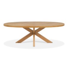 Ellipse Rustic Oak 8 Seater Dining Table with Wooden Legs