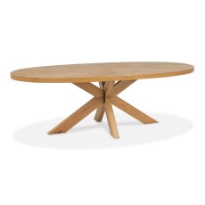 Ellipse Rustic Oak 8 Seater Dining Table with Wooden Legs
