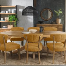 Ellipse Rustic Oak 8 Seater Dining Table with Wooden Legs