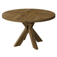 Ellipse Rustic Oak 4 Seater Circular Dining Table with Wooden Legs