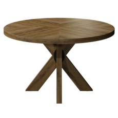 Ellipse Rustic Oak 4 Seater Circular Dining Table with Wooden Legs