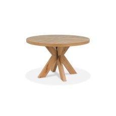 Ellipse Rustic Oak 4 Seater Circular Dining Table with Wooden Legs