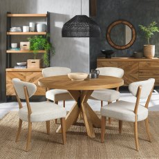 Ellipse Rustic Oak 4 Seater Circular Dining Table with Wooden Legs