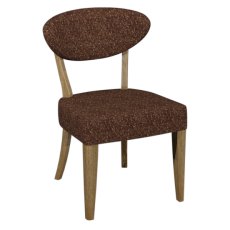 Ellipse Rustic Oak Upholstered Dining Chair - Auburn Fabric (Pair)