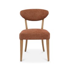 Ellipse Rustic Oak Upholstered Dining Chair - Auburn Fabric (Pair)