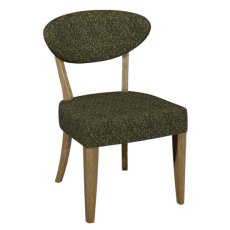 Ellipse Rustic Oak Upholstered Dining Chair - Green Fabric (Pair)