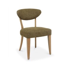 Ellipse Rustic Oak Upholstered Dining Chair - Green Fabric (Pair)