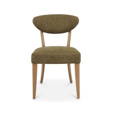 Ellipse Rustic Oak Upholstered Dining Chair - Green Fabric (Pair)