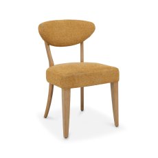 Ellipse Rustic Oak Upholstered Dining Chair - Mustard Fabric (Pair)