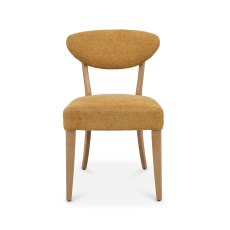 Ellipse Rustic Oak Upholstered Dining Chair - Mustard Fabric (Pair)