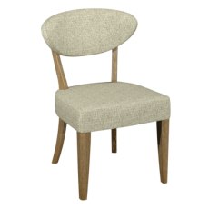 Ellipse Rustic Oak Upholstered Dining Chair - Oatmeal Fabric (Pair)