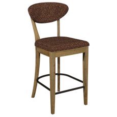 Ellipse Rustic Oak Upholstered Bar Stool - Auburn Fabric (Pair)