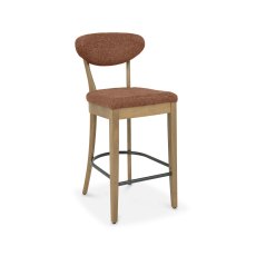 Ellipse Rustic Oak Upholstered Bar Stool - Auburn Fabric (Pair)