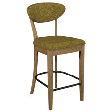Ellipse Rustic Oak Upholstered Bar Stool - Mustard Fabric (Pair)