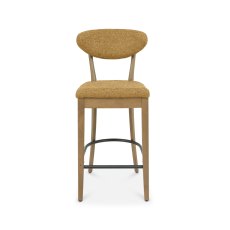 Ellipse Rustic Oak Upholstered Bar Stool - Mustard Fabric (Pair)