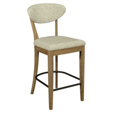 Ellipse Rustic Oak Upholstered Bar Stool - Oatmeal Fabric (Pair)
