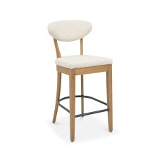 Ellipse Rustic Oak Upholstered Bar Stool - Oatmeal Fabric (Pair)
