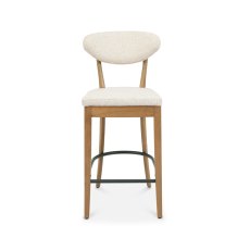 Ellipse Rustic Oak Upholstered Bar Stool - Oatmeal Fabric (Pair)
