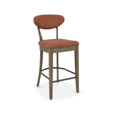 Ellipse Fumed Oak Upholstered Bar Stool - Auburn Fabric (Pair)