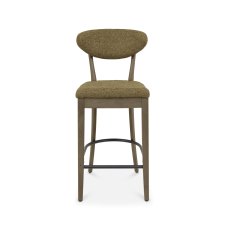 Ellipse Fumed Oak Upholstered Bar Stool - Green Fabric (Pair)
