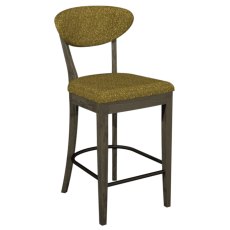 Ellipse Fumed Oak Upholstered Bar Stool - Mustard Fabric (Pair)