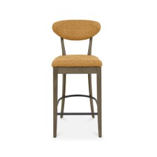 Ellipse Fumed Oak Upholstered Bar Stool - Mustard Fabric (Pair)