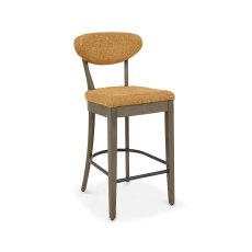 Ellipse Fumed Oak Upholstered Bar Stool - Mustard Fabric (Pair)