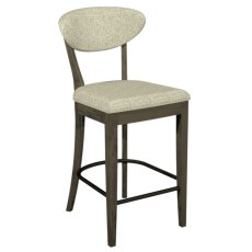 Ellipse Fumed Oak Upholstered Bar Stool - Oatmeal Fabric (Pair)