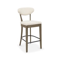 Ellipse Fumed Oak Upholstered Bar Stool - Oatmeal Fabric (Pair)