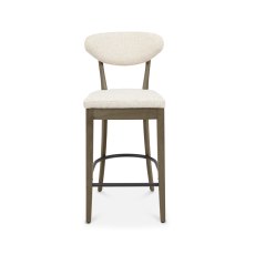 Ellipse Fumed Oak Upholstered Bar Stool - Oatmeal Fabric (Pair)